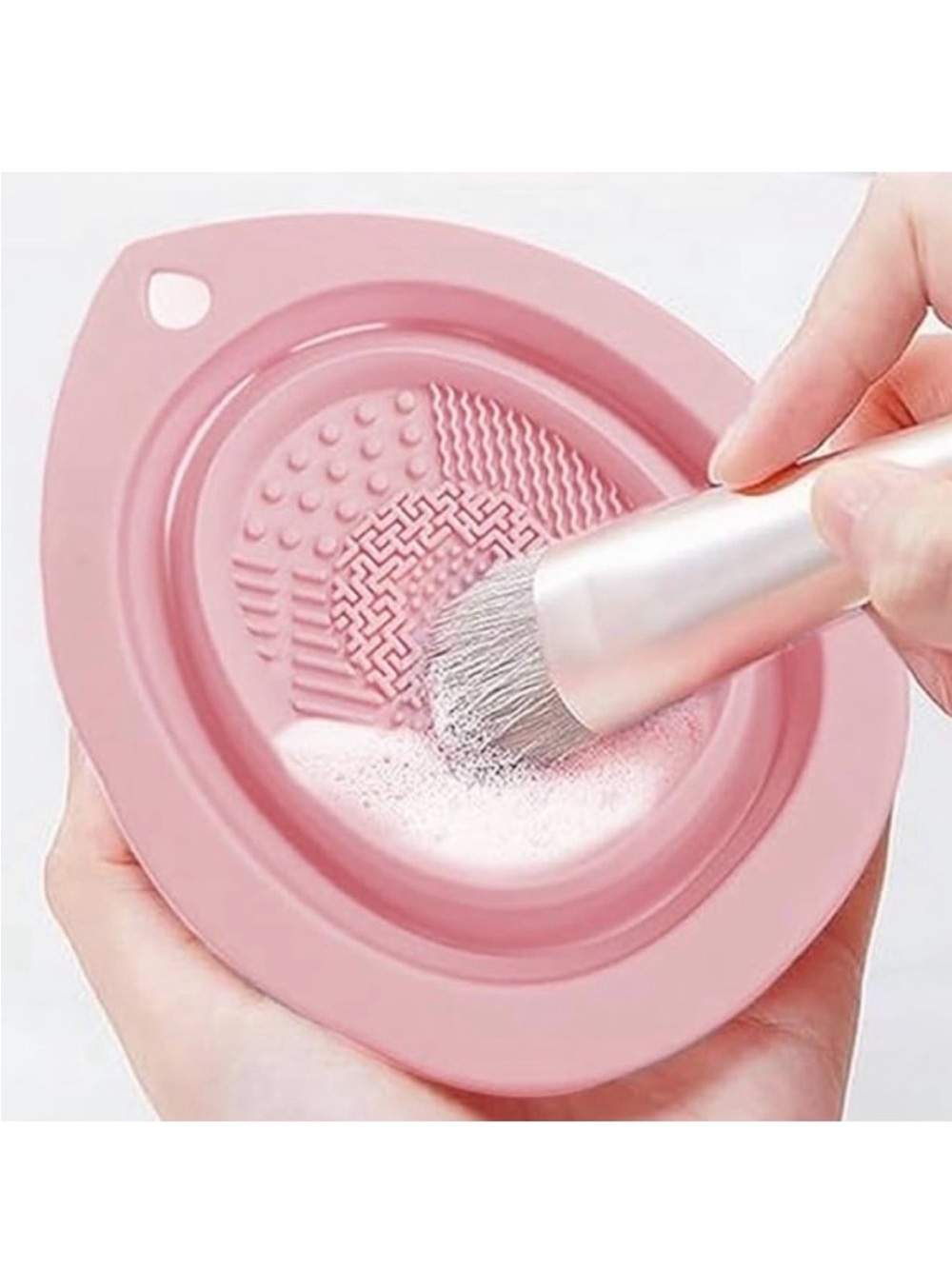 💞 New Pink Collapsible Makeup Brush & Sponge Cleaning Bowl